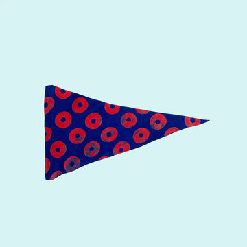 Deep Blue Pennant with Red Donuts