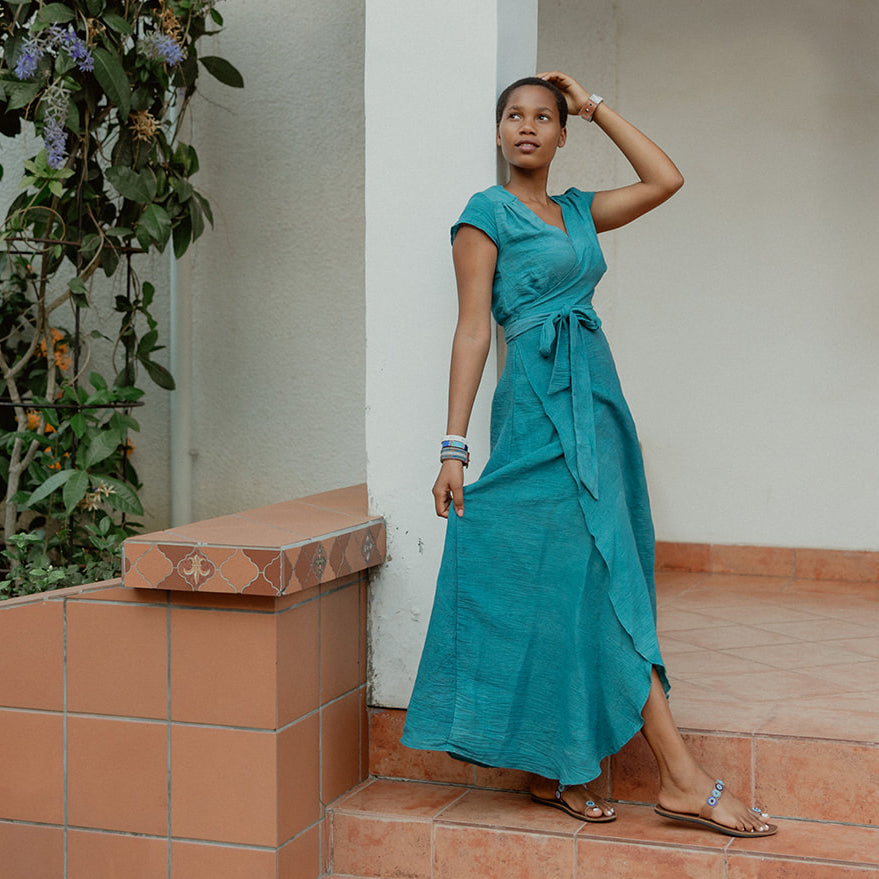 Hand-Dyed Wrap Dress